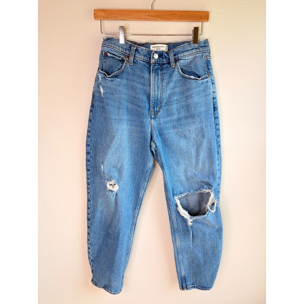 Abercrombie & Fitch The 80"s Mom High Rise Wide Leg Distressed Jeans 28 - Picture 4 of 8